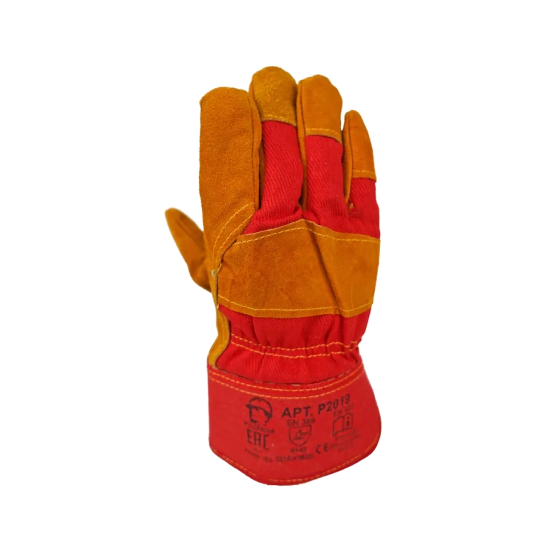 Перчатки спилковые комбинированные утеплённые