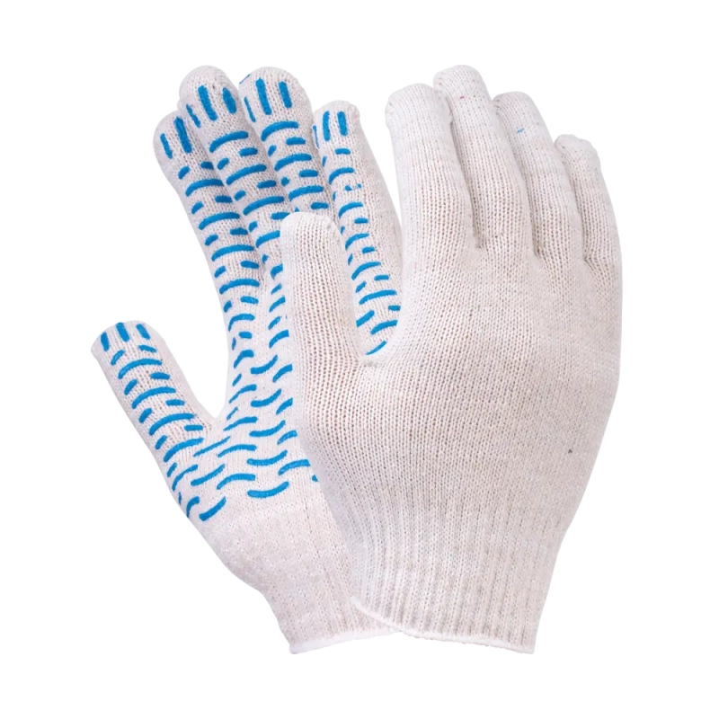 Перчатки х/б с ПВХ, 56гр, 7,5 класс, точка, белые