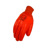 Перчатки ПВХ утеплённые бензомаслостойкие  Пламя, манжет резинка