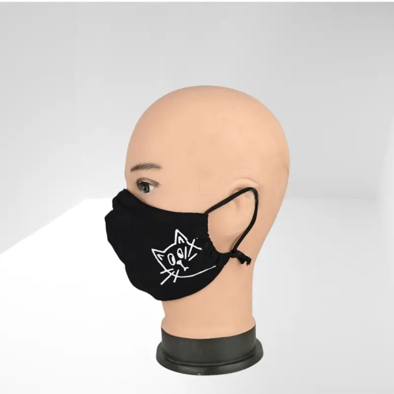 Маска многоразовая двухслойная лого котик (ткань,100% х/б)