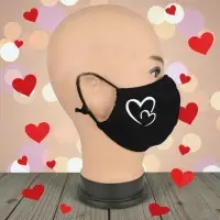 Маска многоразовая двухслойная лого сердечки (ткань,100% х/б)
