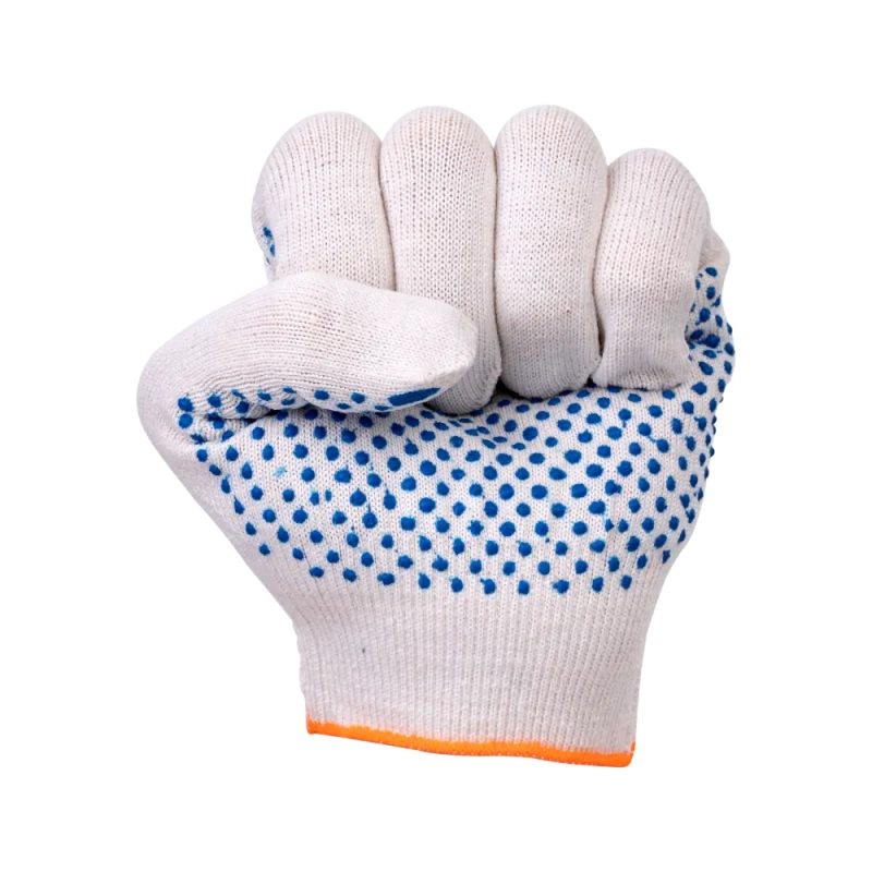 Перчатки х/б с ПВХ, 44гр, 13 класс, точка, белые