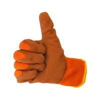 Перчатки трикотажные с  рифлёным латексным покрытием утеплённые ICE оранжевые