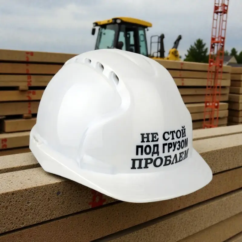 Каска защитная НЕ СТОЙ ПОД ГРУЗОМ ПРОБЛЕМ с храповым механизмом