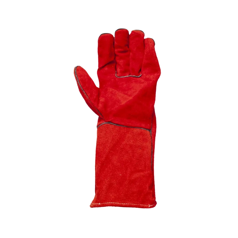 Краги спилковые сварщика пятипалые красные Трек-12, Fort 1007