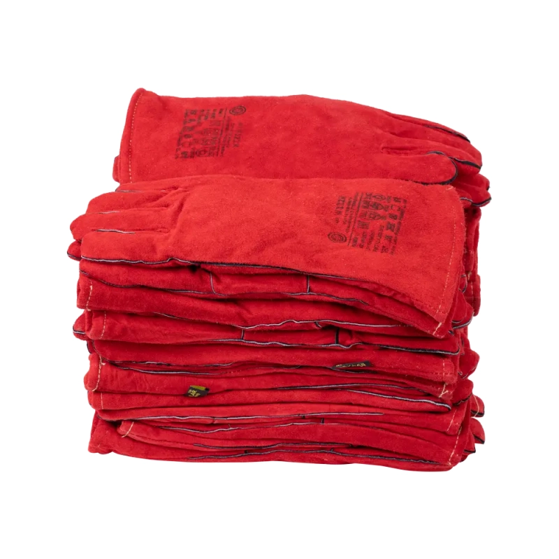 Краги спилковые сварщика пятипалые красные утепленные Трек-12, Fort 1013