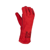 Краги спилковые сварщика пятипалые красные утепленные Трек-12, Fort 1013