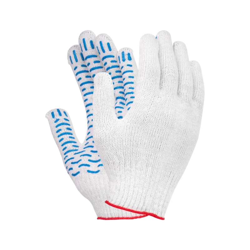 Перчатки х/б с ПВХ, 44гр, 10 класс, волна, белые