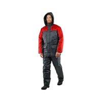 Костюм рабочий утепленный, куртка+полукомбинезон, темно-сер+красн 48-50/182-188