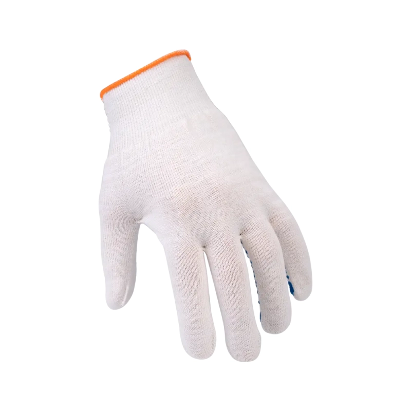 Перчатки х/б с ПВХ, 44гр, 13 класс, точка, белые
