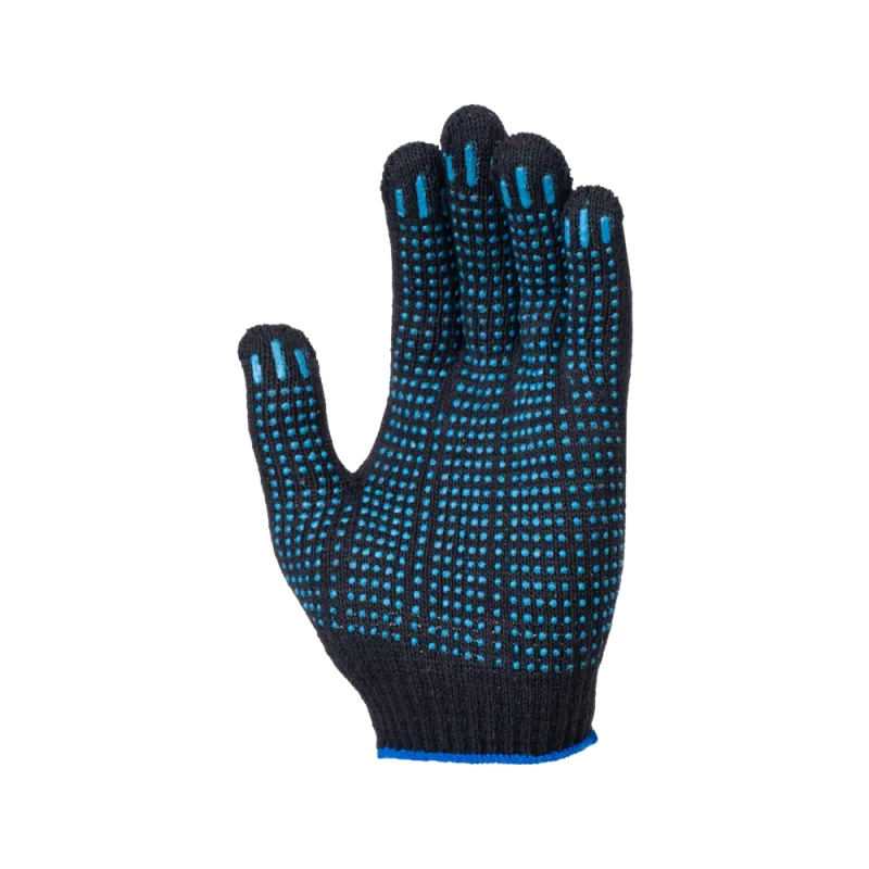 Перчатки х/б с ПВХ, 40гр, 10 класс, точка, черные