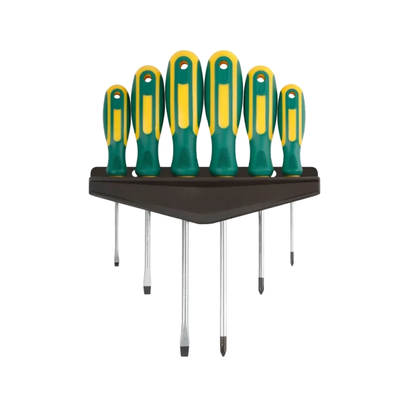 Отвертки Контур 6 штук, CrV сталь, прорезиненные ручки, на держателе