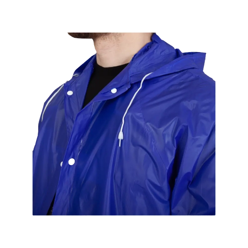 Плащ-дождевик №4 влагозащитный из ПВХ синий, с капюшоном, для мужчин и женщин (XL)