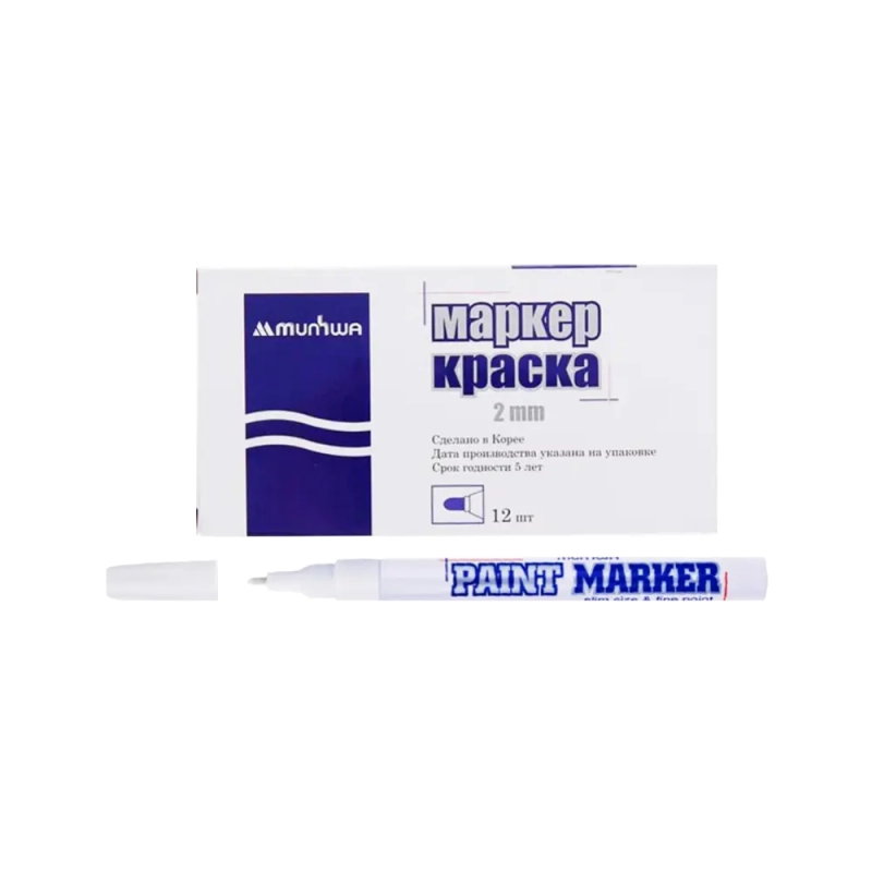 Маркер MunHwa Профи Slim лак. белый, 1-2 мм