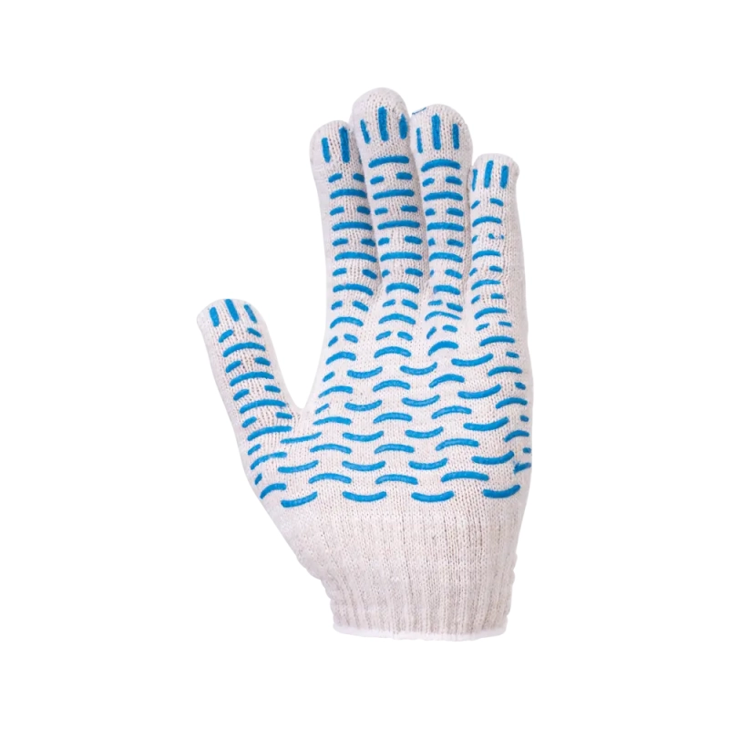 Перчатки х/б с ПВХ, 56гр, 7,5 класс, точка, белые