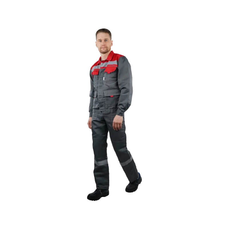Костюм рабочий Нова, куртка+полукомбинезон, сер+красн 64-66/194-200