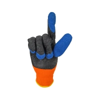 Перчатки трикотажные с  рифлёным латексным покрытием утеплённые ICE оранжевые