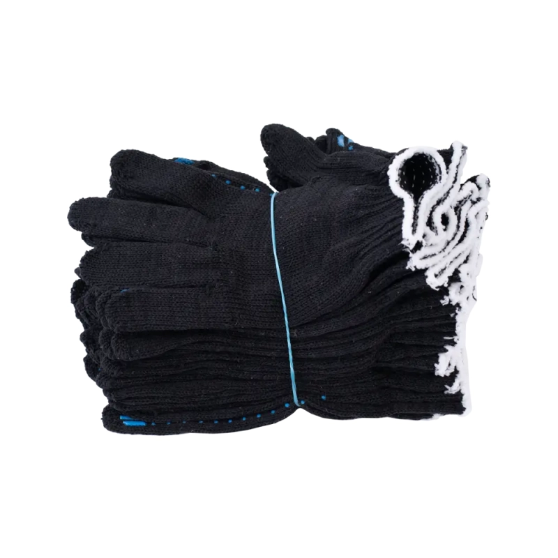 Перчатки х/б с ПВХ, 32гр, 10 класс, точка, черные