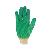 Перчатки х/б с латексным покрытием, двойной облив, зеленые
