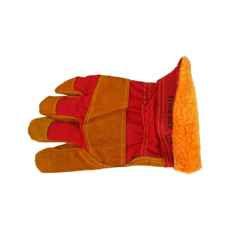 Перчатки спилковые комбинированные утеплённые