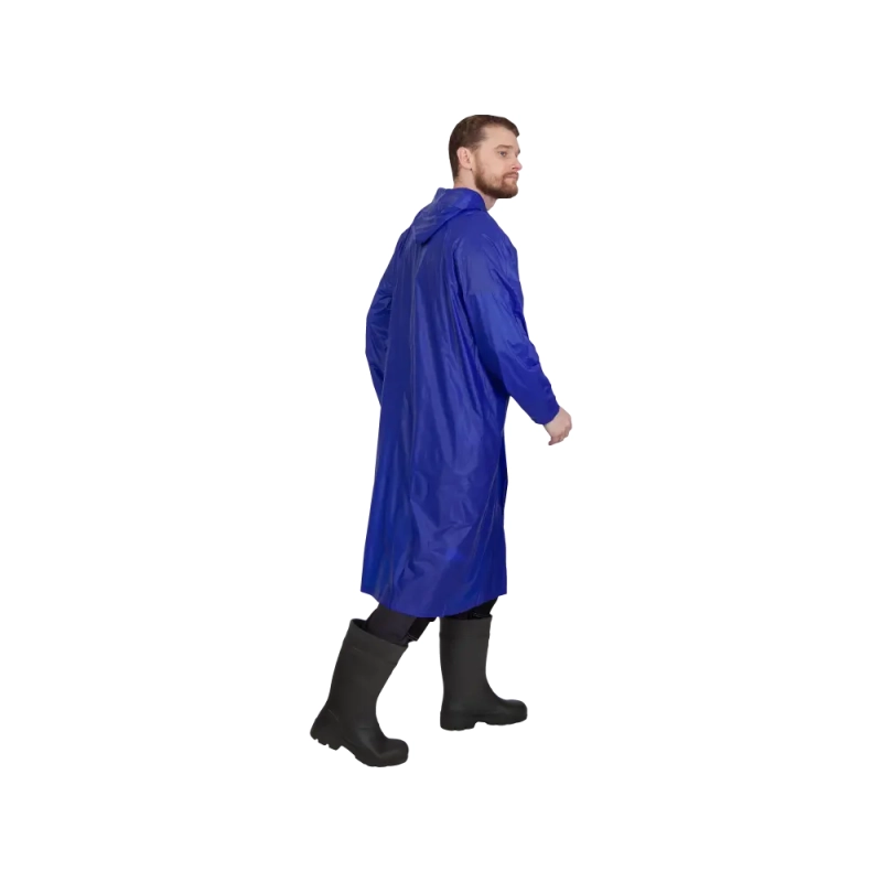 Плащ-дождевик №4 влагозащитный из ПВХ синий, с капюшоном, для мужчин и женщин (XL)