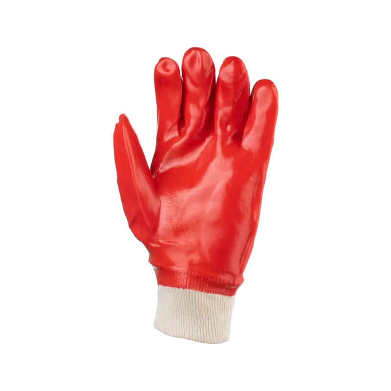 Перчатки облитые ПВХ, Гранат (красные МБС, подкладка Интерлок)