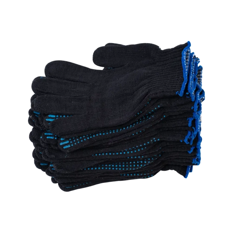 Перчатки х/б с ПВХ, 40гр, 10 класс, точка, черные