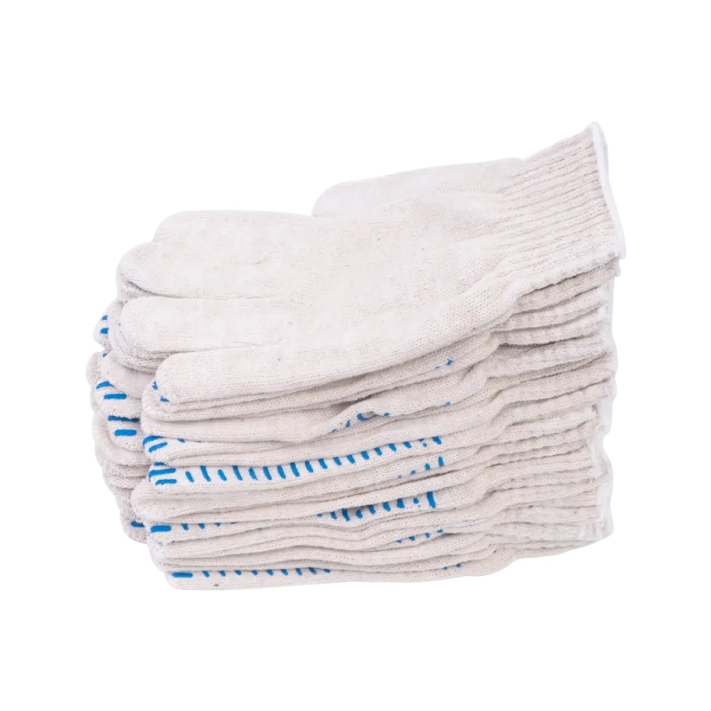 Перчатки х/б с ПВХ, 56гр, 7,5 класс, точка, белые