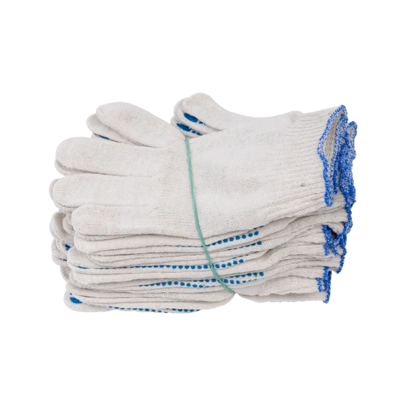 Перчатки х/б с ПВХ, 40гр, 10 класс, точка, белые