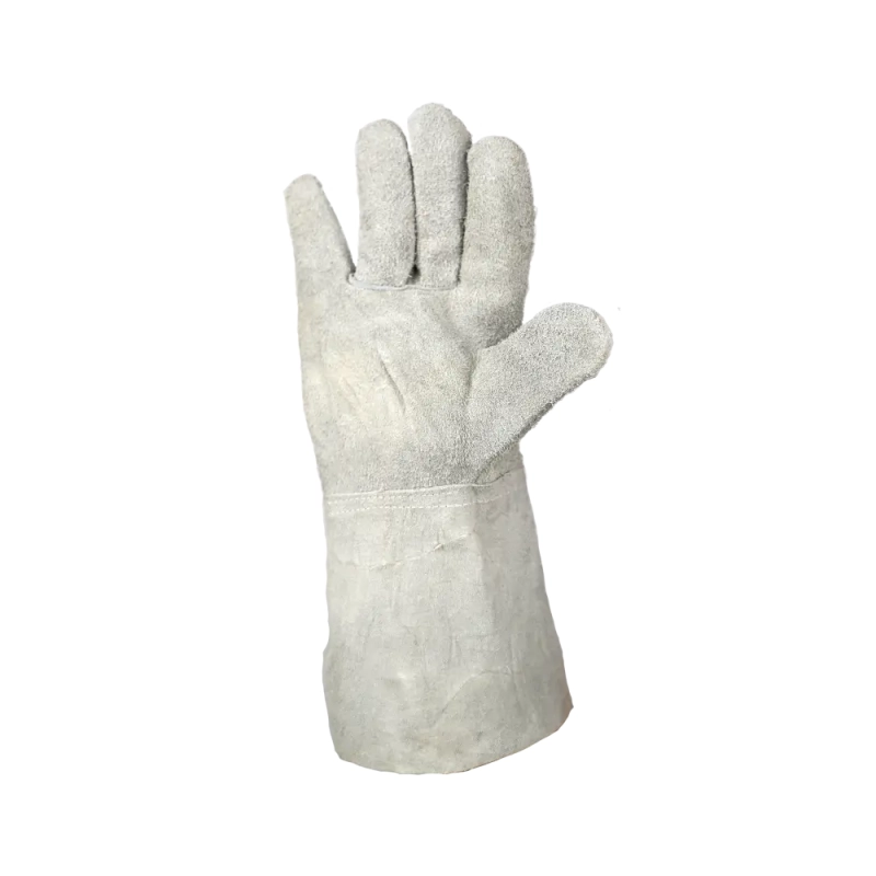 Краги спилковые сварщика пятипалые серые Fort 0250