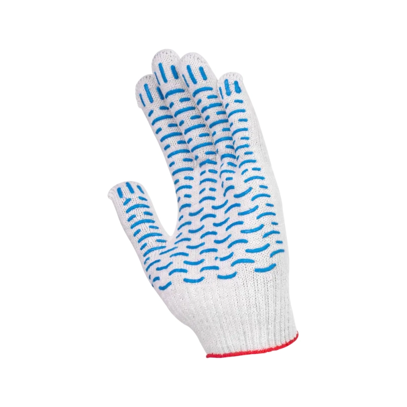 Перчатки х/б с ПВХ, 44гр, 10 класс, волна, белые
