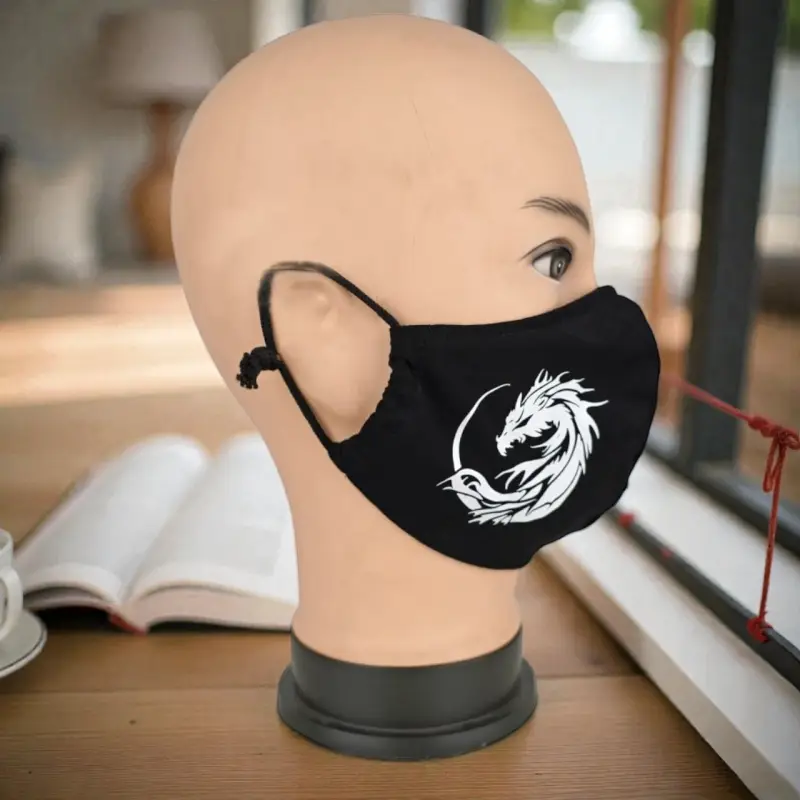 Маска многоразовая двухслойная лого дракон (ткань,100% х/б)