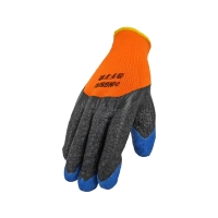 Перчатки трикотажные с  рифлёным латексным покрытием утеплённые ICE оранжевые