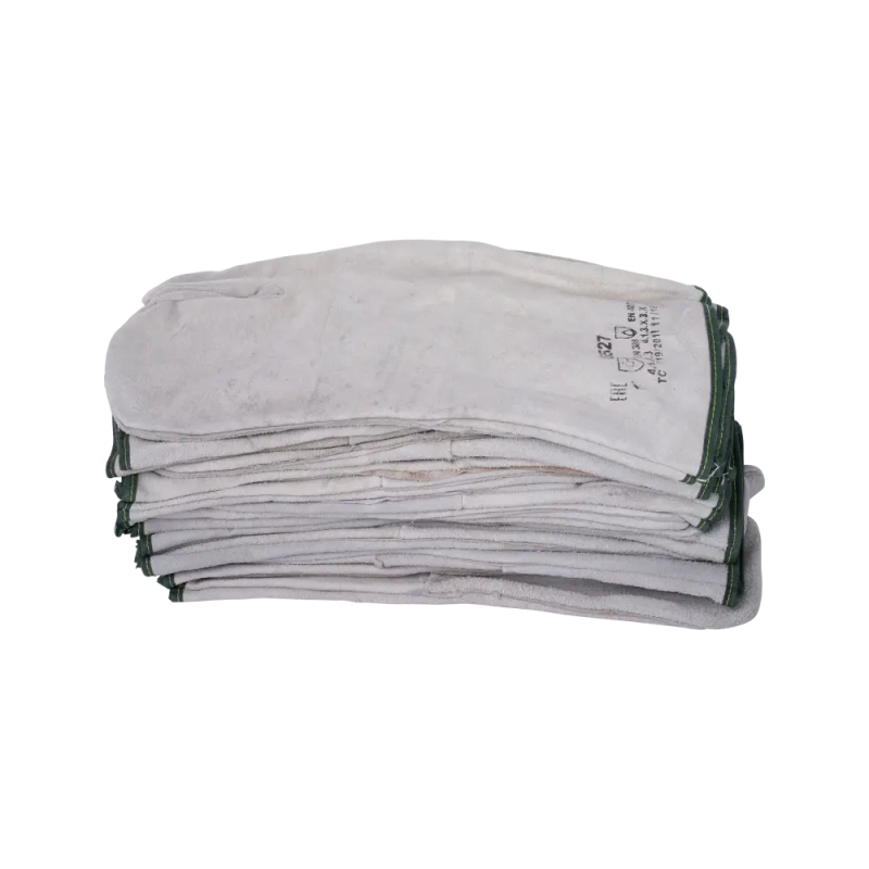 Краги спилковые сварщика трехпалые серые, арт. 6527