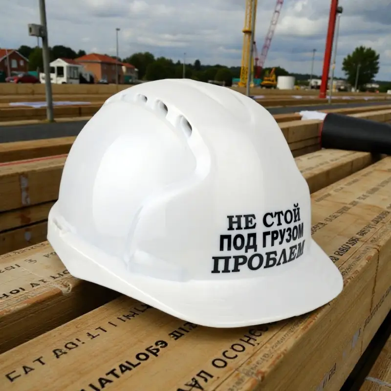 Каска защитная НЕ СТОЙ ПОД ГРУЗОМ ПРОБЛЕМ с храповым механизмом