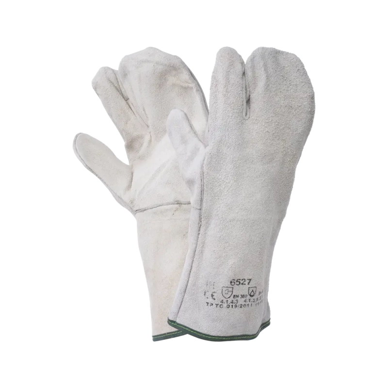 Краги спилковые сварщика трехпалые серые, арт. 6527