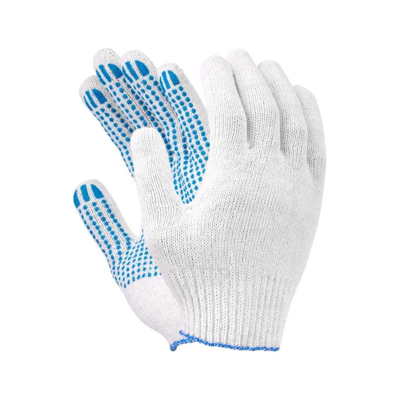 Перчатки х/б с ПВХ, 40гр, 10 класс, точка, белые
