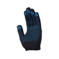 Перчатки х/б с ПВХ, 32гр, 10 класс, точка, черные