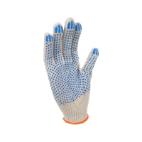 Перчатки х/б с ПВХ, 32гр, 10 класс, точка белые