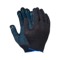 Перчатки х/б с ПВХ, 40гр, 10 класс, точка, черные