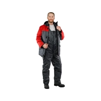 Костюм рабочий утепленный, куртка+полукомбинезон, темно-сер+красн 48-50/182-188